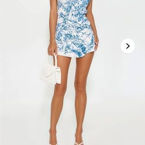 Fashion Nova Blue and White Floral Mini Dress